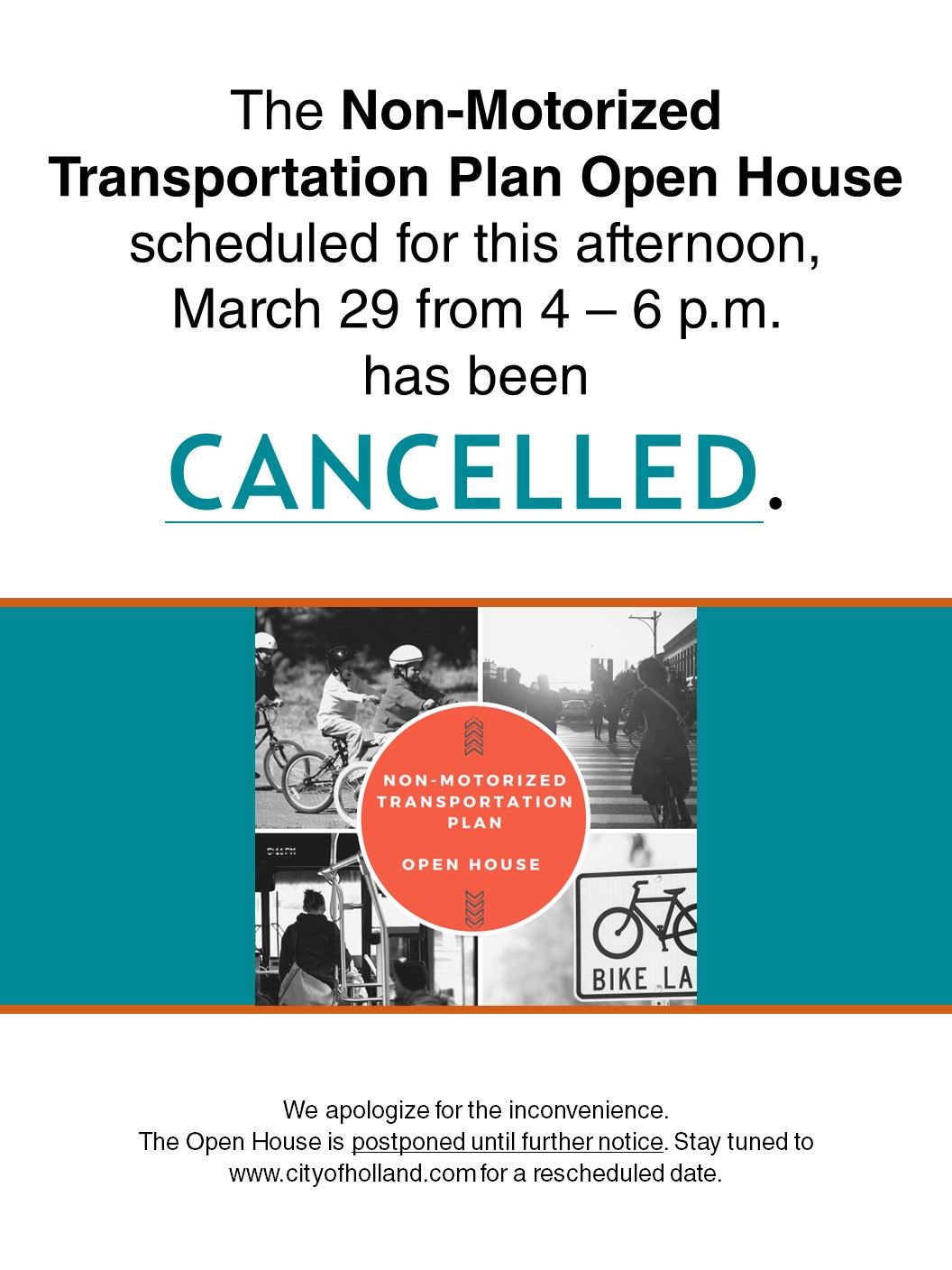 Non-Motorized Transportation Plan Open House - Postponed