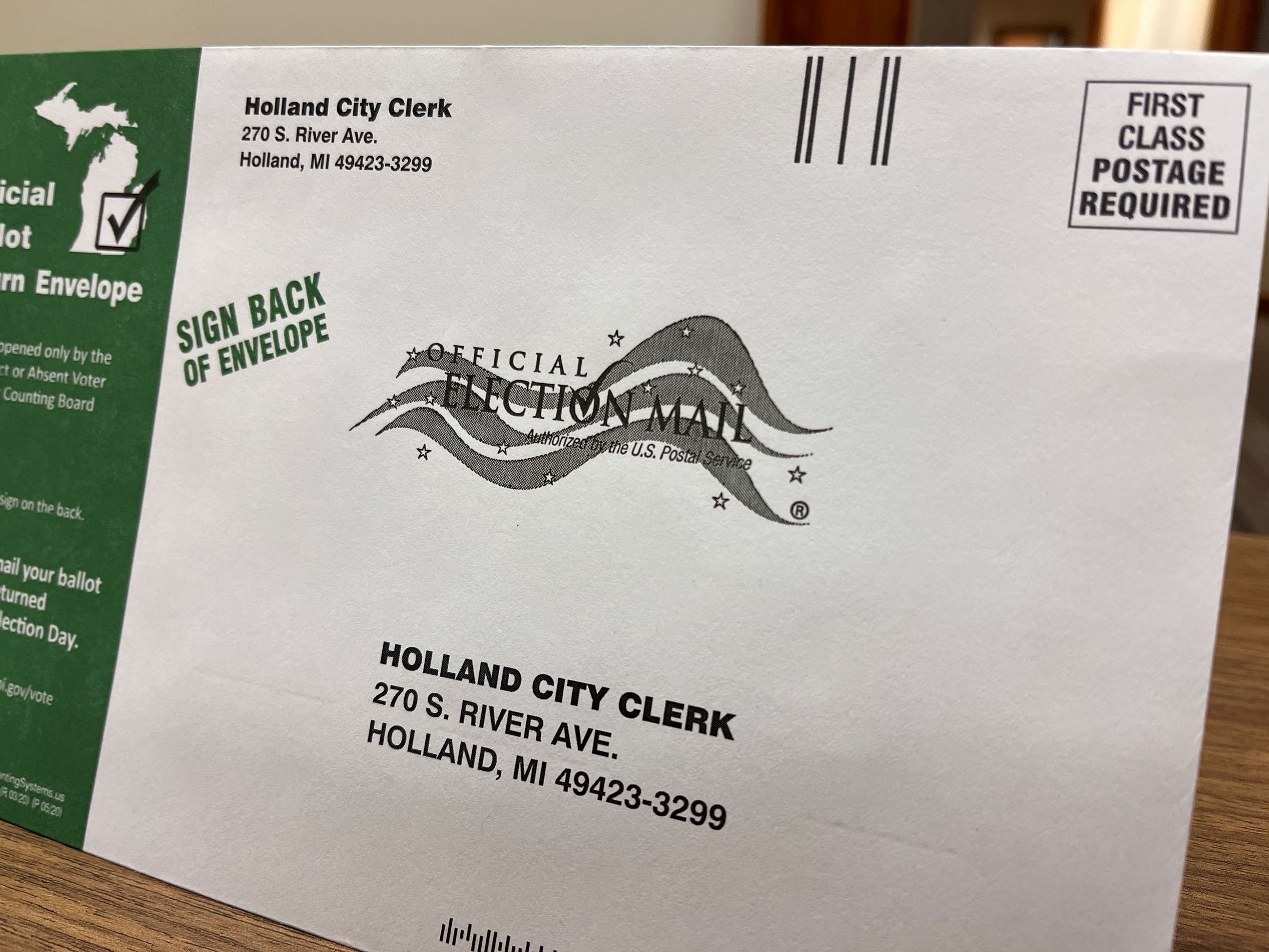 face of ballot envelope