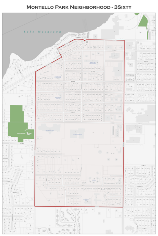 Map showing borders of the Montello Park Neighborhood